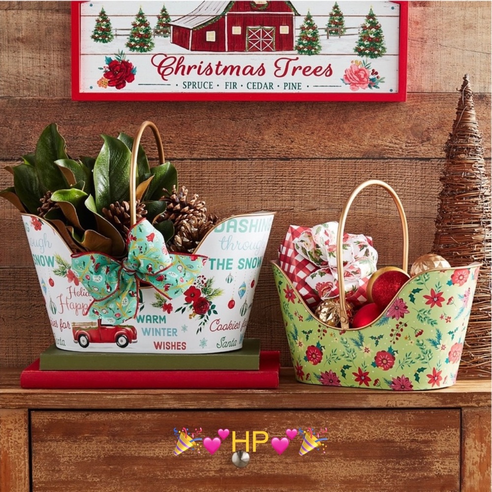 🎉💕HP💕🎉🆕 The Pioneer Woman 2-Piece Holiday Metal Baskets Set